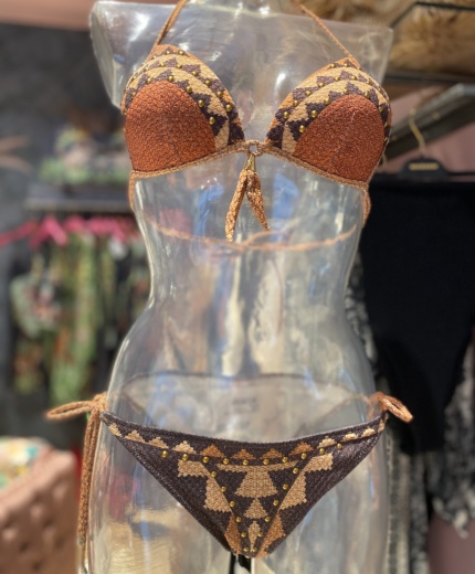 BIKINI IMBOTTITO STAMPA INTRECCIO AFRICANO PIN UP