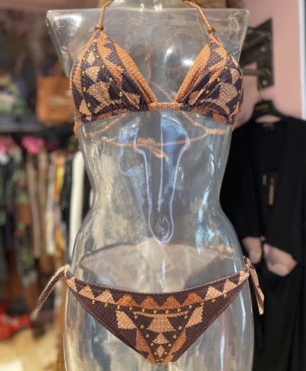 BIKINI TRIANGOLO BORCHIE INTRECCIO AFRICANO PIN UP