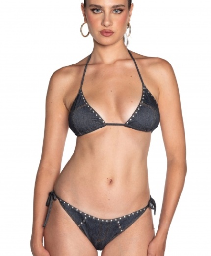 BIKINI TRIANGOLO JEANS BORCHIE PIN UP